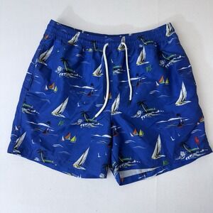 Polo Ralph Lauren Men's Blue Sailboat Swim Trunks XL Drawstring Lined